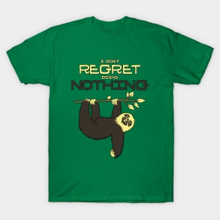 I Don't Regret Doing Nothing Lazy Sloth T-Shirt